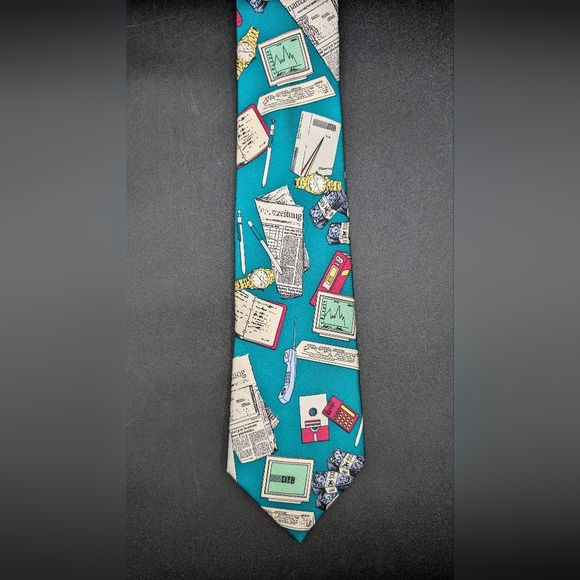 Rare Vintage Deutsche Terminborse Stock Exchange Silk Tie, Trader Stock Broker - Picture 2 of 8